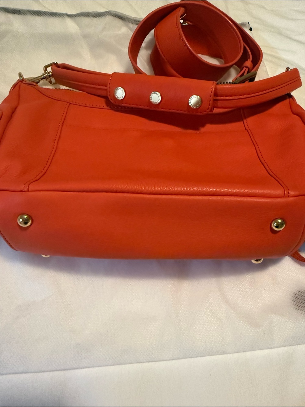 Convertible Shoulder Bag in Bright Orange with Gold Hardware - Picture 4 of 9